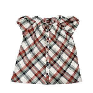 Tea Collection Plaid Button Front Shirt Size 3